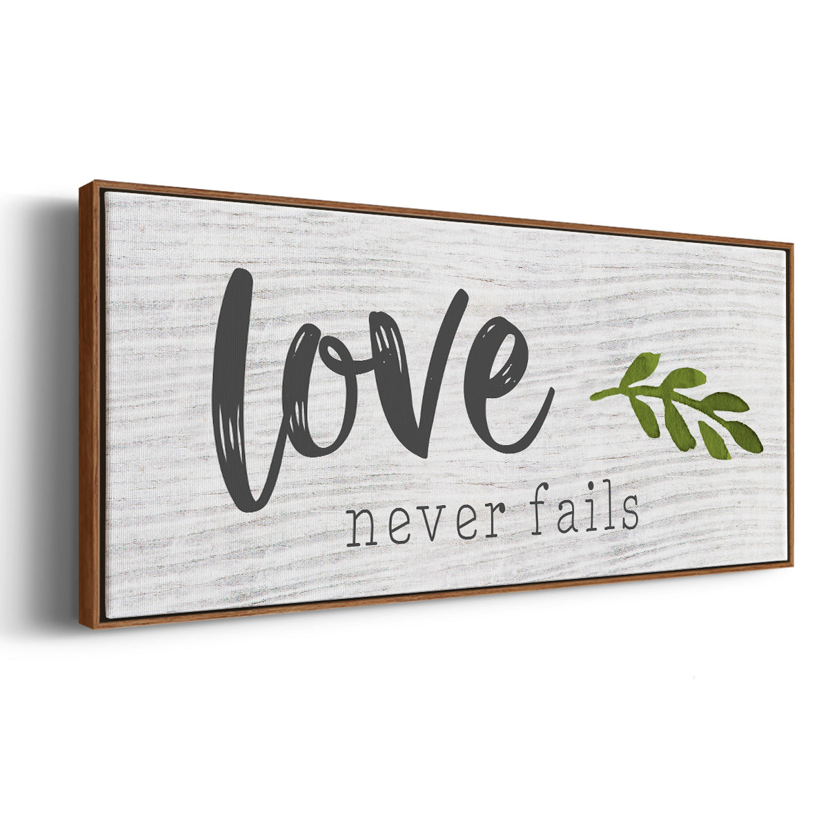 Love Never Fails - Floater Framed Canvas Print