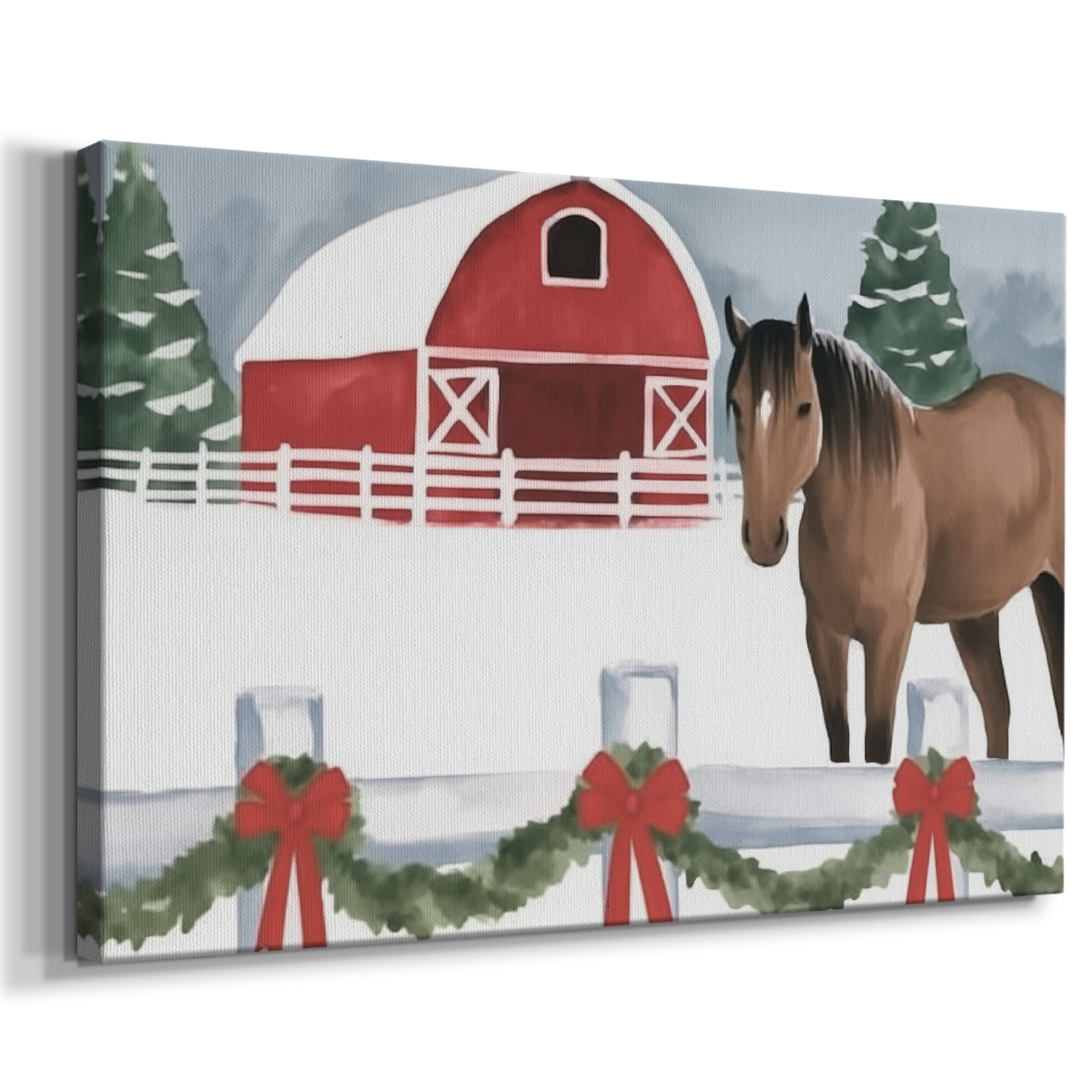 Crimson Morning Wreath - Canvas Art Print