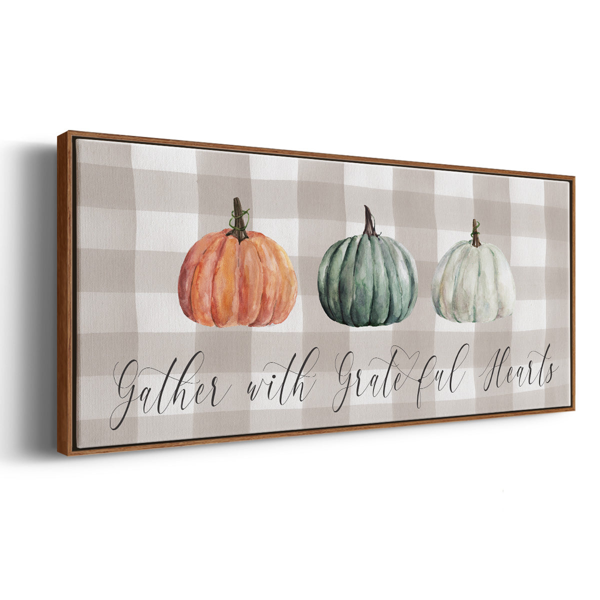 Gather With Grateful Hearts - Floater Framed Canvas Print