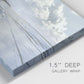 Close-up view of wrapped canvas corner featuring endless beach meeting ocean horizon.
