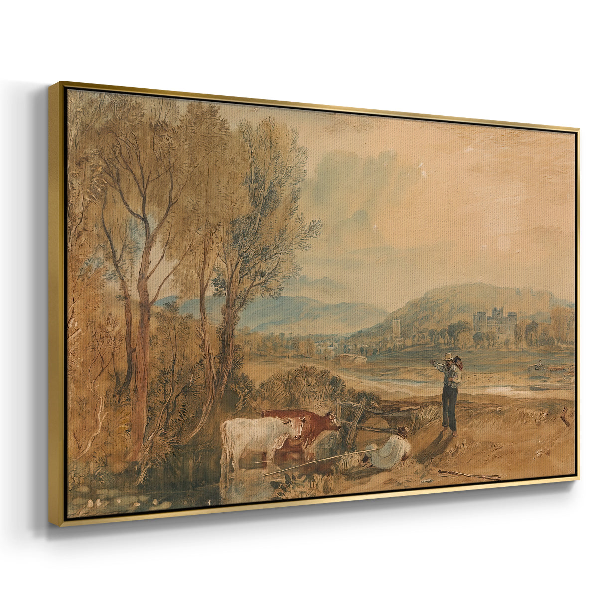 Lulworth Castle, Dorset, c. 1820 - Floater Framed Canvas Print