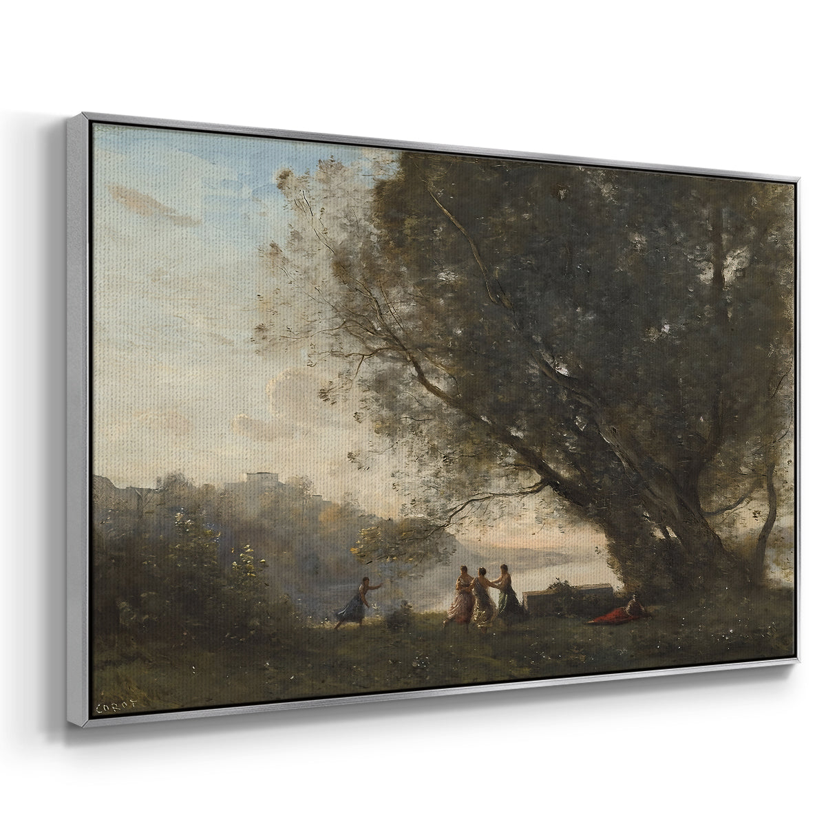 Dance Under the Trees at the Edge of the Lake, c. 1865-1870 - Floater Framed Canvas Print