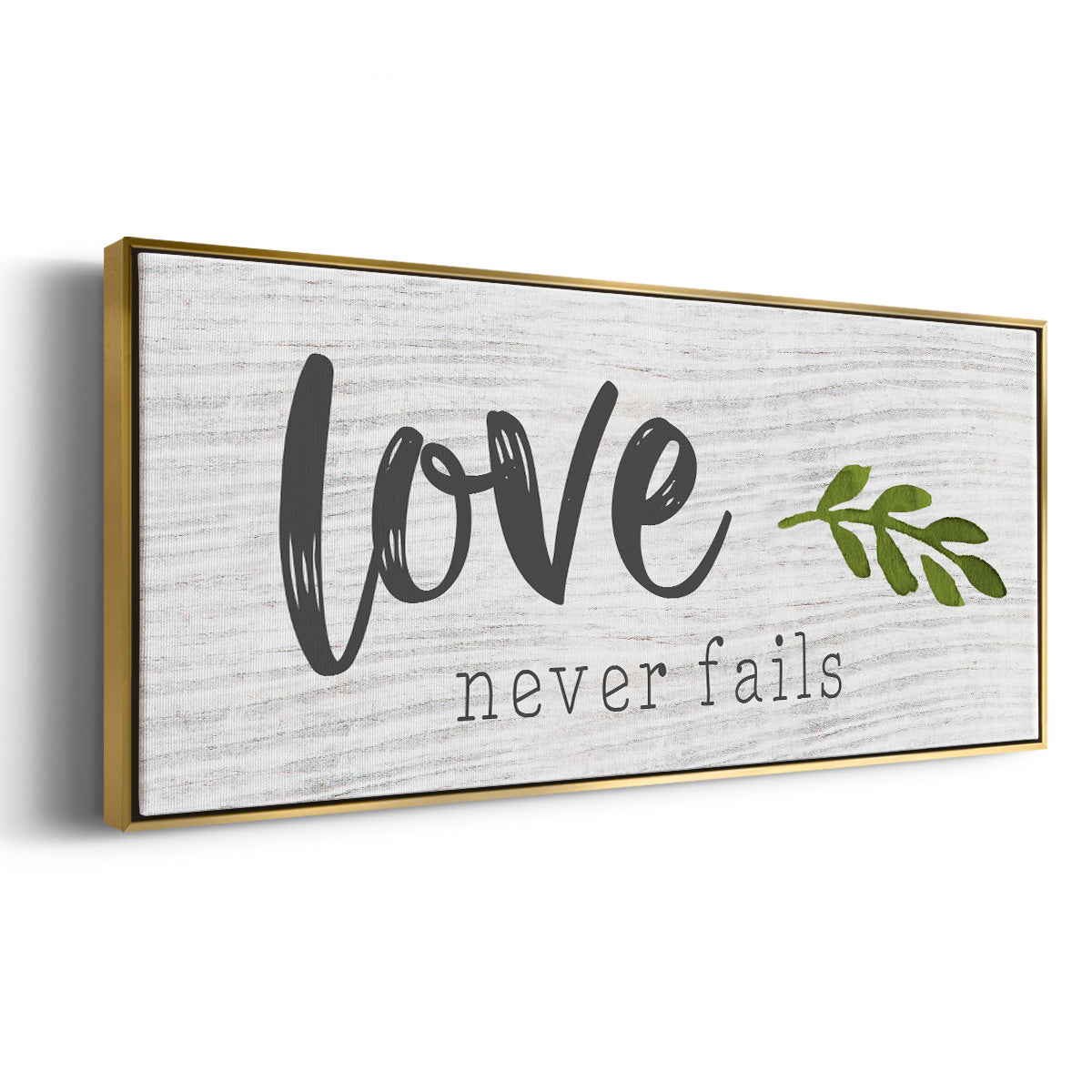 Love Never Fails - Floater Framed Canvas Print
