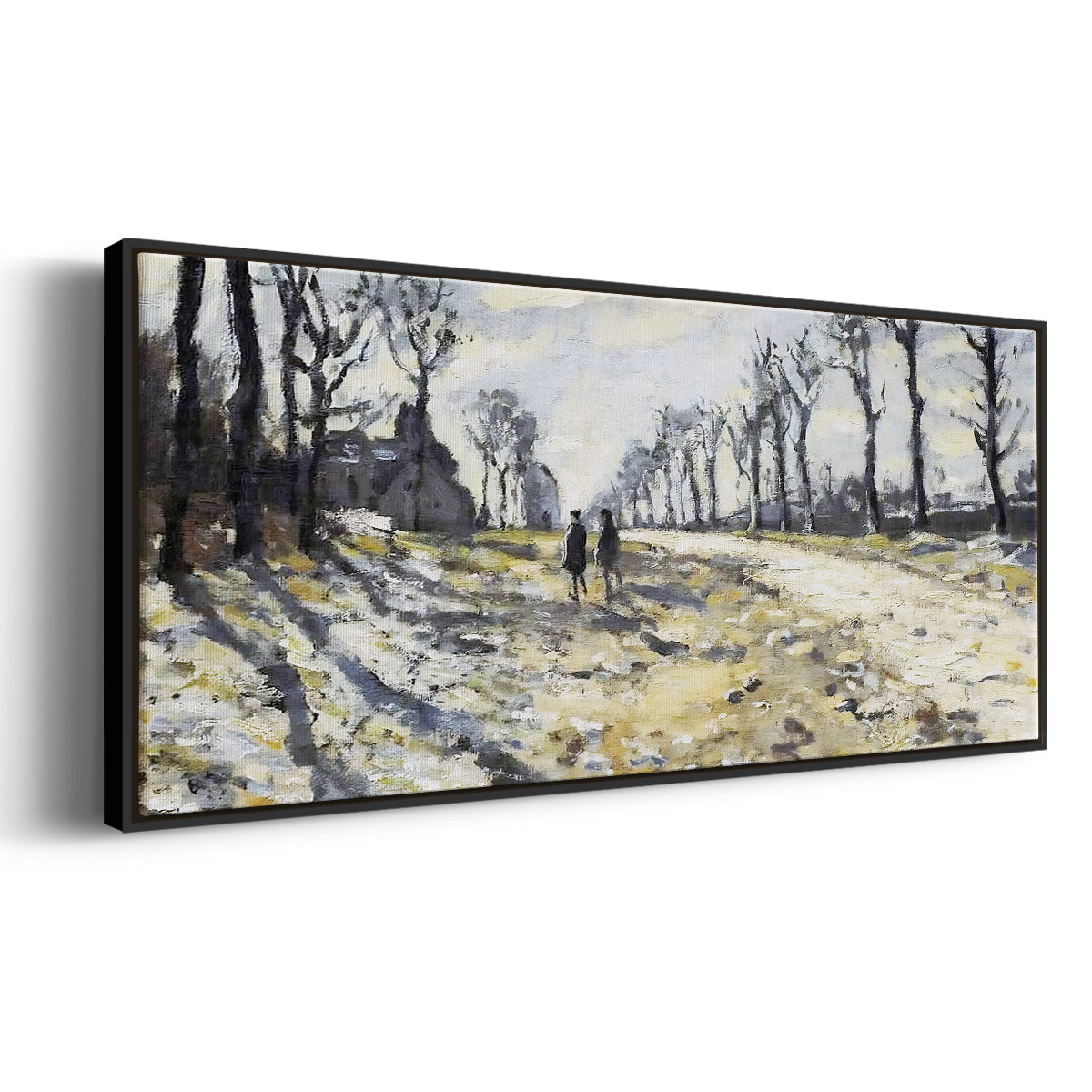 The Road, Effect of Snow at Sunset, 1869 - Floater Framed Canvas Print