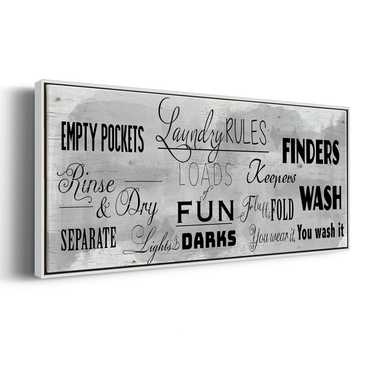 Laundry Rules - Floater Framed Canvas Print