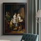 Classical interior painting of an artist at work by Louis-Leopold Boilly in an {frame_style_descriptor} displayed in a neutral interior setting.
