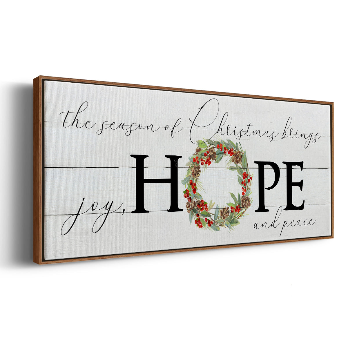Joy Hope and Peace - Floater Framed Canvas Print