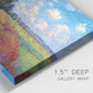 Close-up view of wrapped canvas corner featuring summer poppy field in bloom.