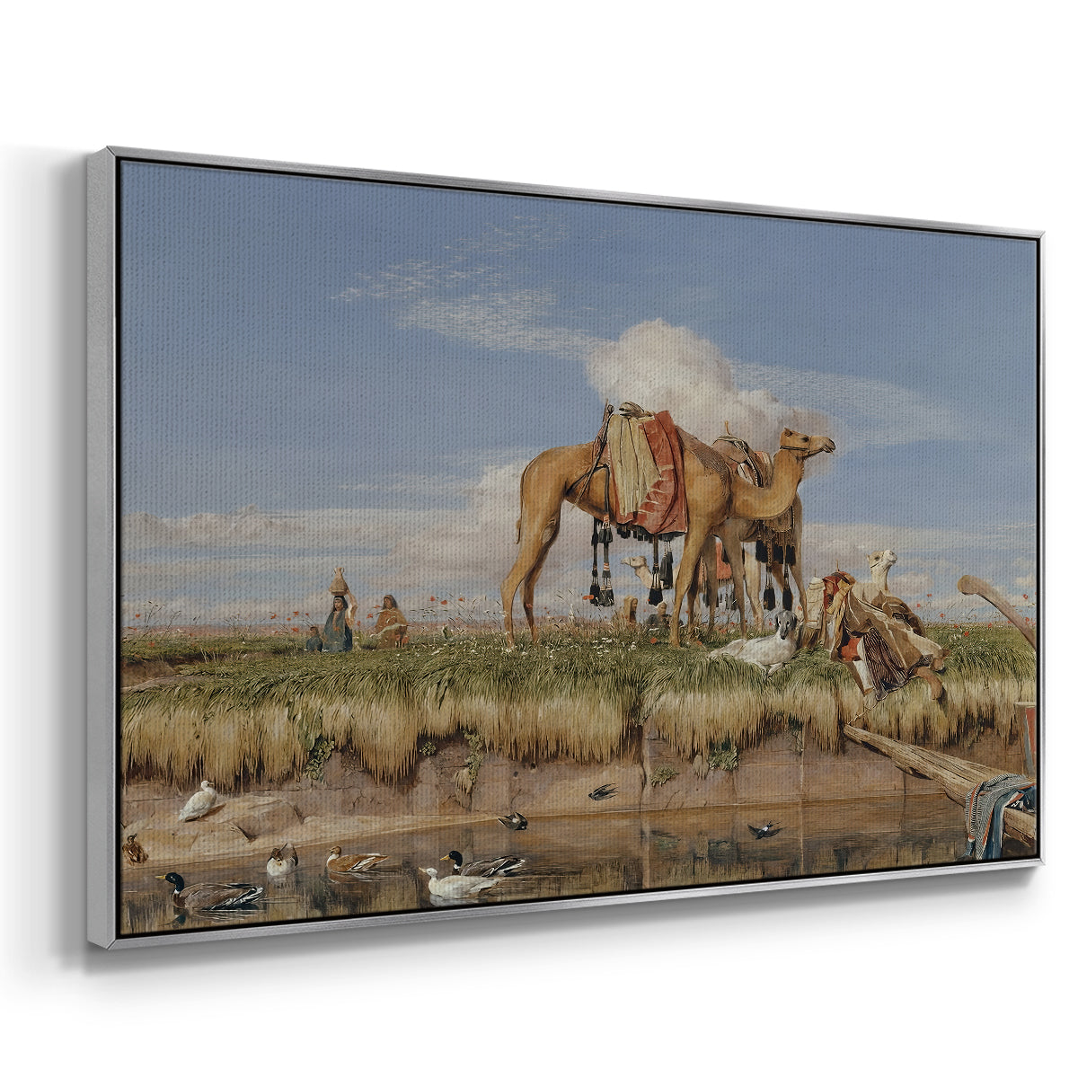 On the Banks of the Nile, Upper Egypt, 1876 - Floater Framed Canvas Print