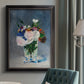 Impressionist floral still life painting by Claude Monet in an {frame_style_descriptor} displayed in a neutral interior setting.