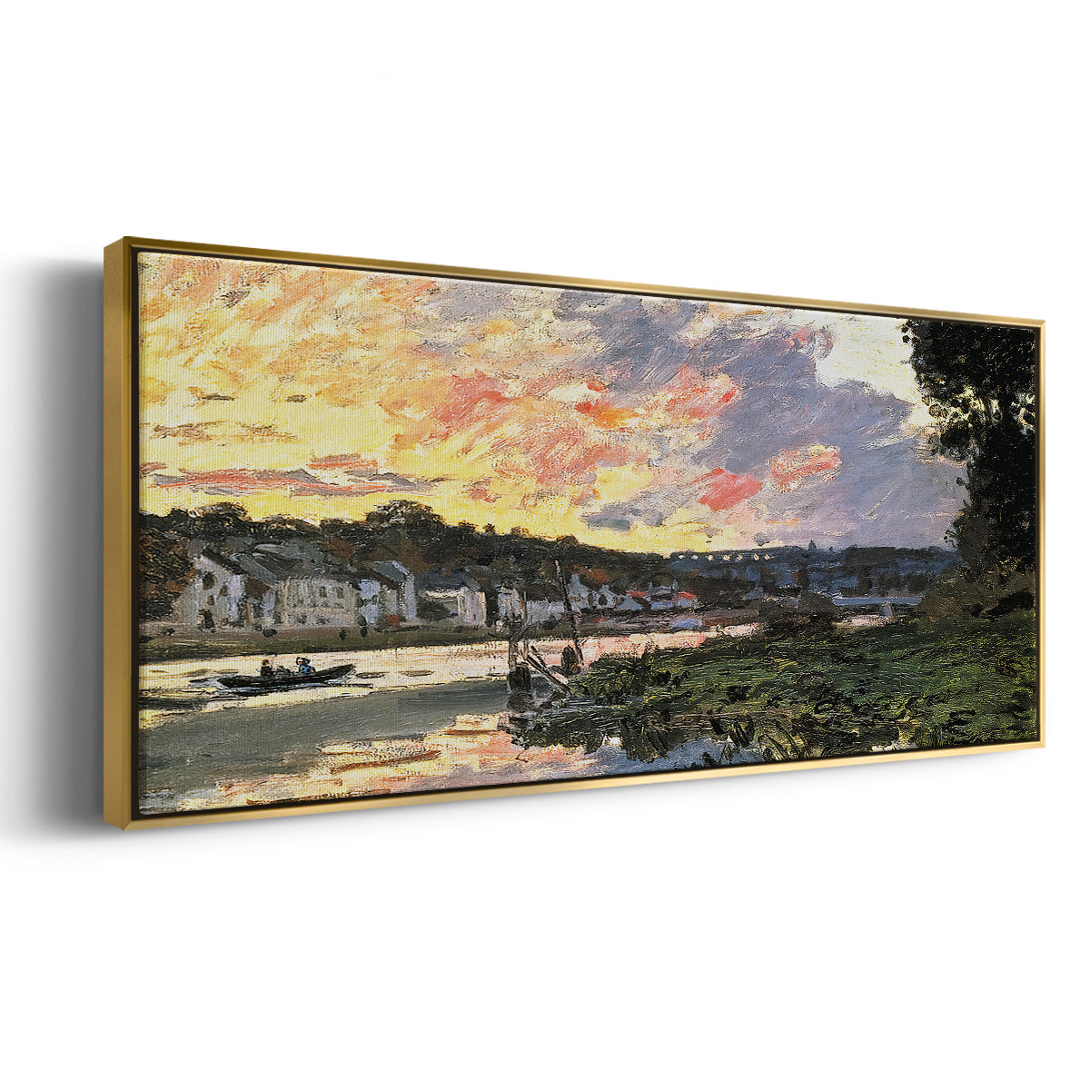 The Seine at Bougival in the Evening, 1870 - Floater Framed Canvas Print