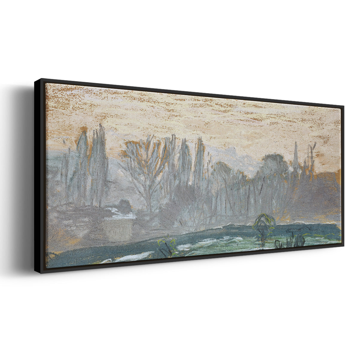 Winter Landscape with Evening Sky, 1870 - Floater Framed Canvas Print