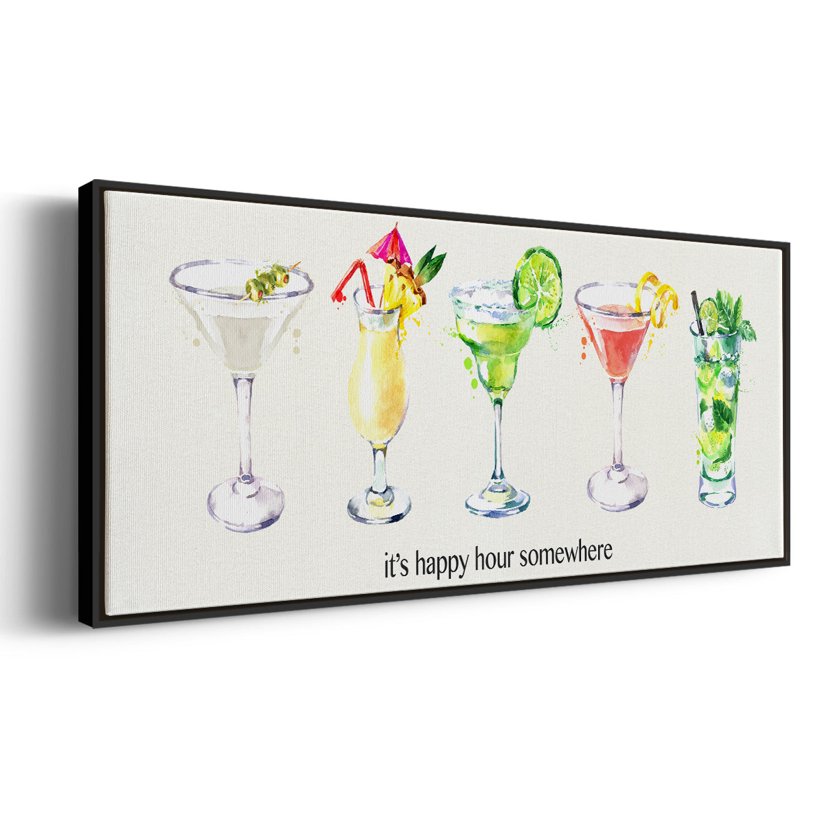 Happy Hour Cocktails - Floater Framed Canvas Print