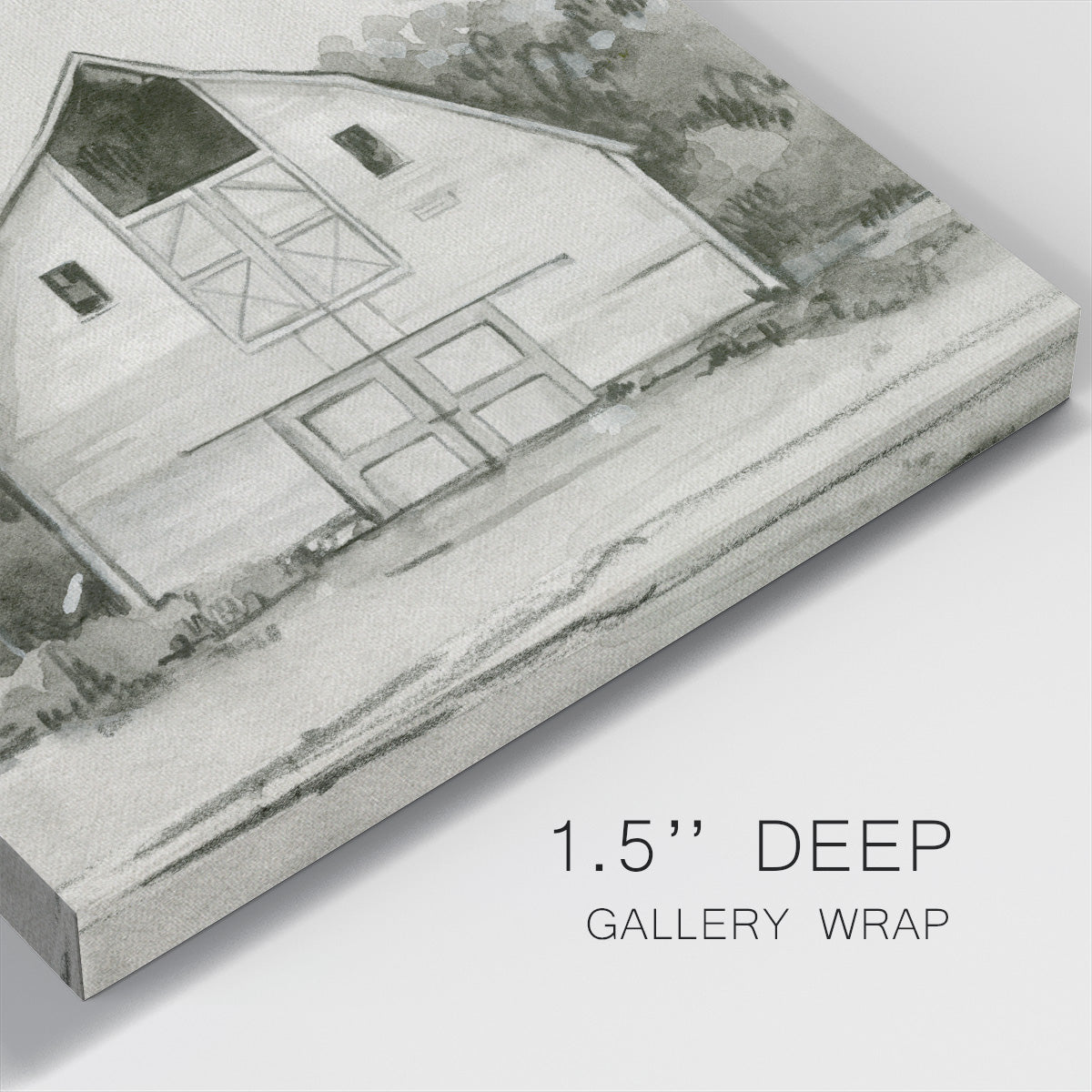 Solemn Barn Sketch III-Premium Gallery Wrapped Canvas - Ready to Hang