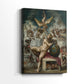 Side view of a canvas art print of a classical image with muscular forms and balanced design, showing gallery-wrapped depth.
