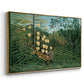 Fight Between a Tiger and a Buffalo, 1908 - Floater Framed Canvas Print