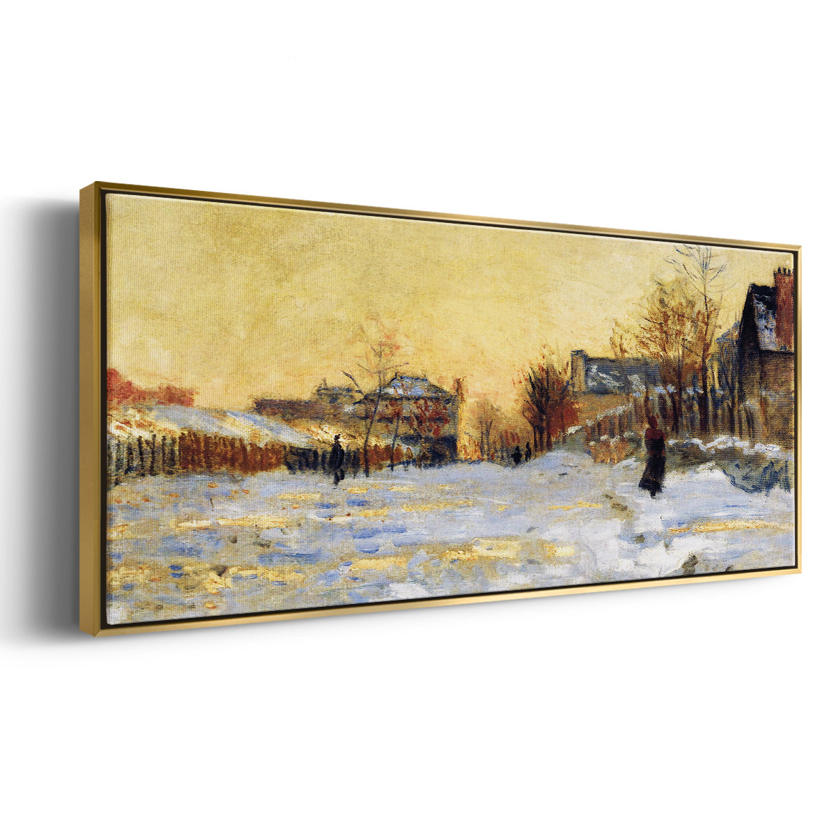 Snow Effect, The Street in Argentuil, 1875 - Floater Framed Canvas Print