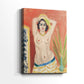 Side view of a canvas art print of a modern composition with expressive color and minimal detail, showing gallery-wrapped depth.