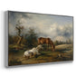 Two Horses on the Pasture, c. 1825 - Floater Framed Canvas Print