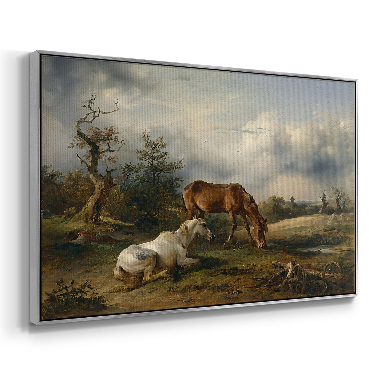 Two Horses on the Pasture, c. 1825 - Floater Framed Canvas Print