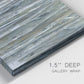 Close-up view of wrapped canvas corner featuring abstract birch forest landscape.