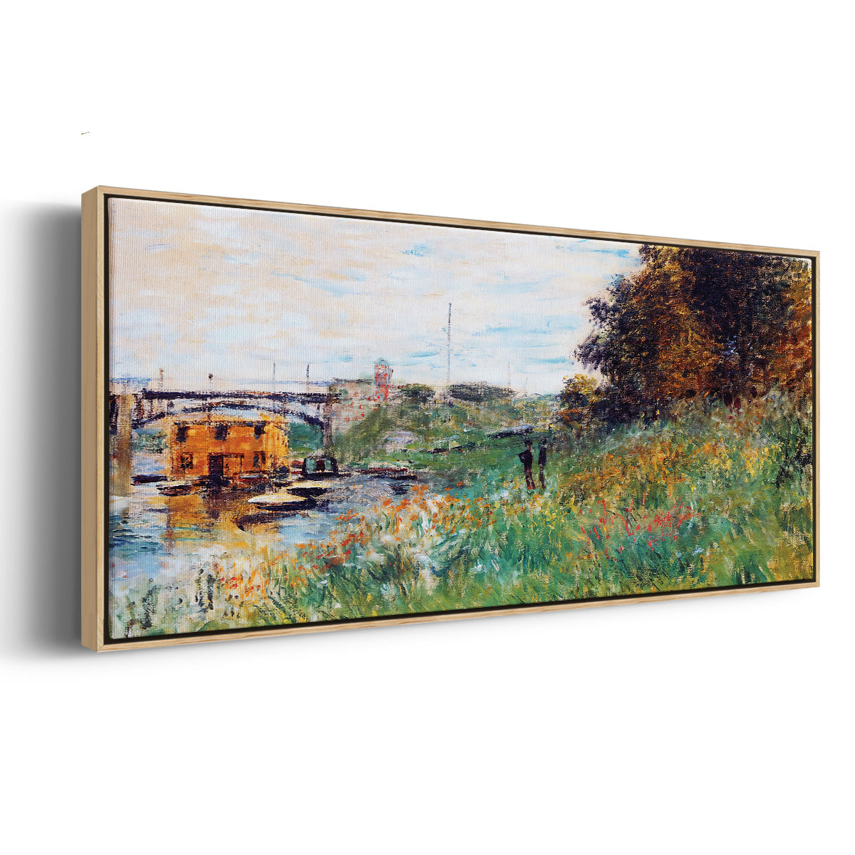The Banks of the Seine at the Argenteuil Bridge, 1874 - Floater Framed Canvas Print