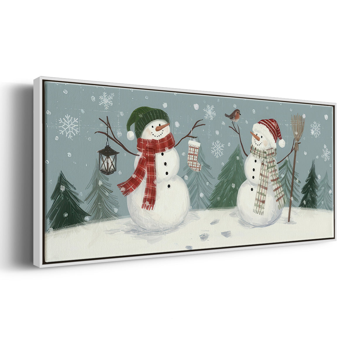 Snowmen VI - Floater Framed Canvas Print