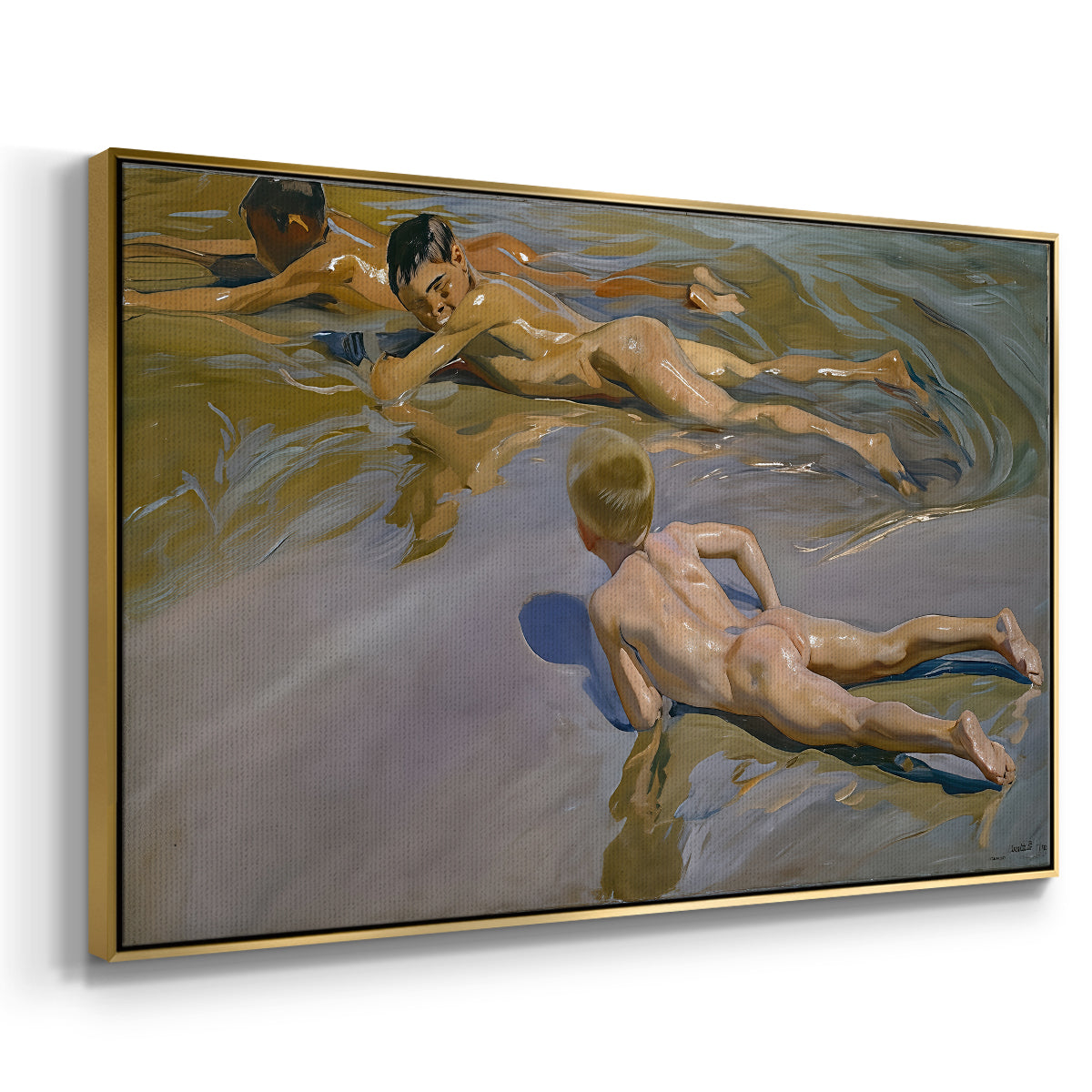 Boys on the Beach, 1910 - Floater Framed Canvas Print