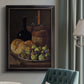 Realist still life with figs and bread by Luis Meléndez in an {frame_style_descriptor} displayed in a neutral interior setting.