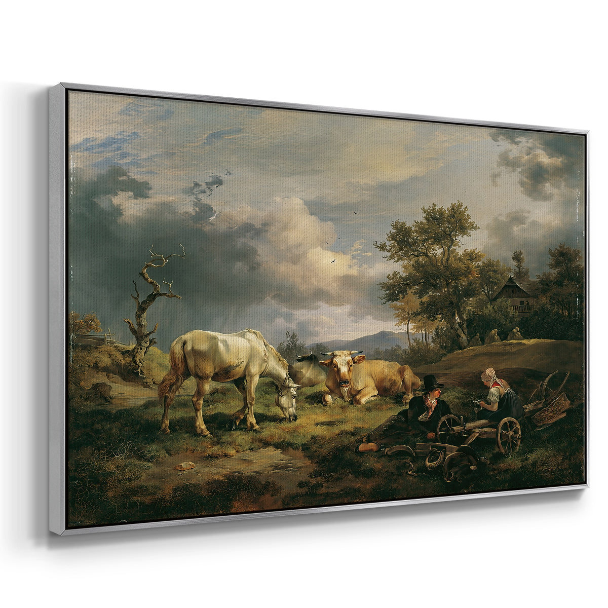 Young Peasant Couple Resting in the Field, 1829 - Floater Framed Canvas Print