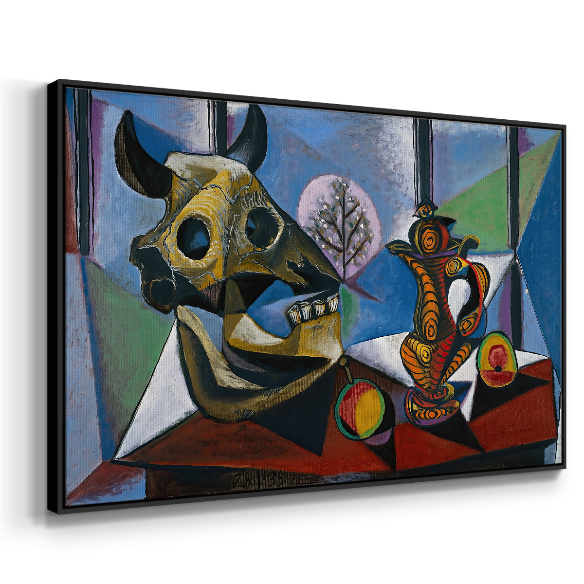 Still Life with Bull's Skull, 1939 - Floater Framed Canvas Print