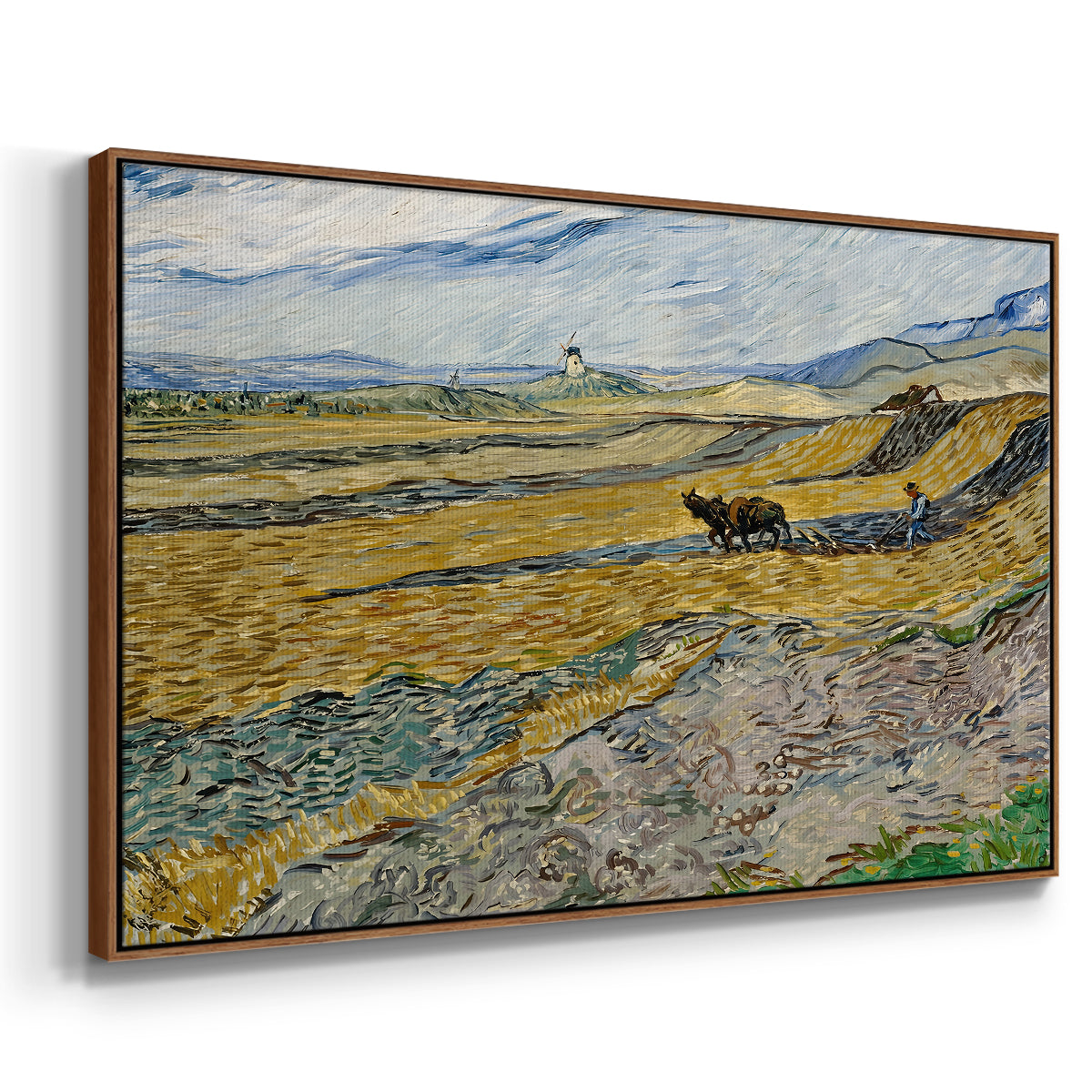 Enclosed Field with Ploughman, 1889 - Floater Framed Canvas Print