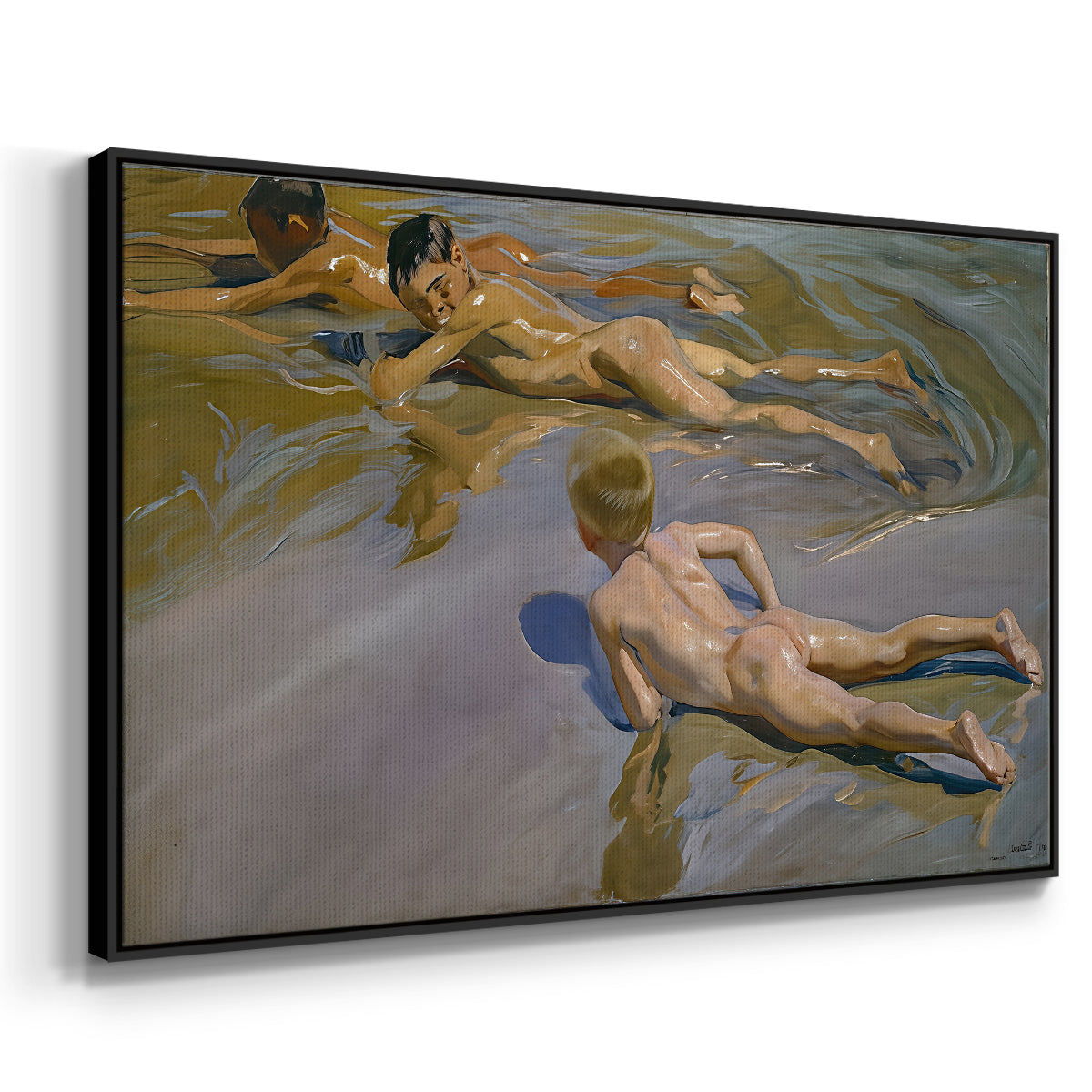 Boys on the Beach, 1910 - Floater Framed Canvas Print