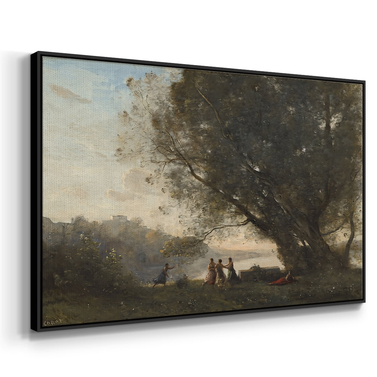 Dance Under the Trees at the Edge of the Lake, c. 1865-1870 - Floater Framed Canvas Print