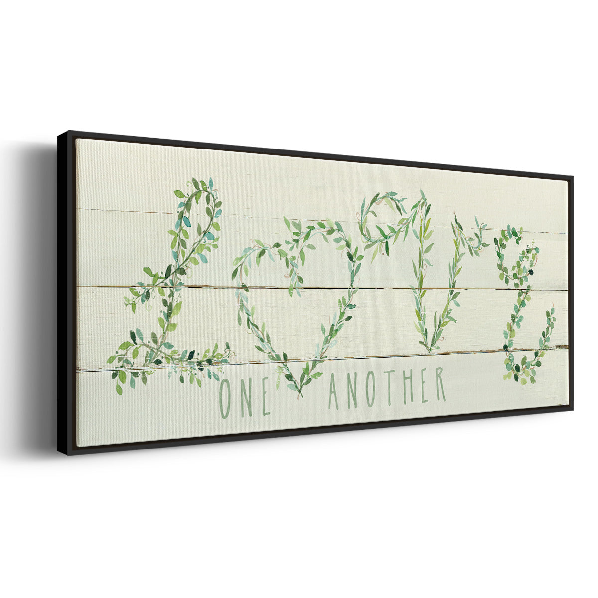 Shiplap Vines Love - Floater Framed Canvas Print