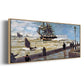 The Jetty at Le Havre Bad Weather, 1870 - Floater Framed Canvas Print