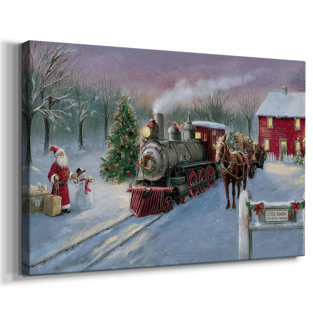 Pale Winter Nativity Hearth - Canvas Art Print