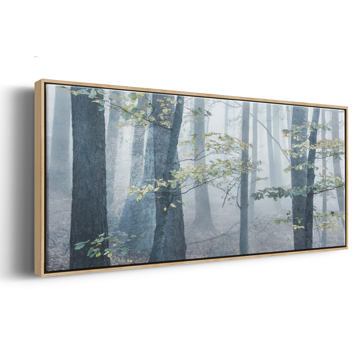 Chalky Misty Autumn Forest View - Floater Framed Canvas Print