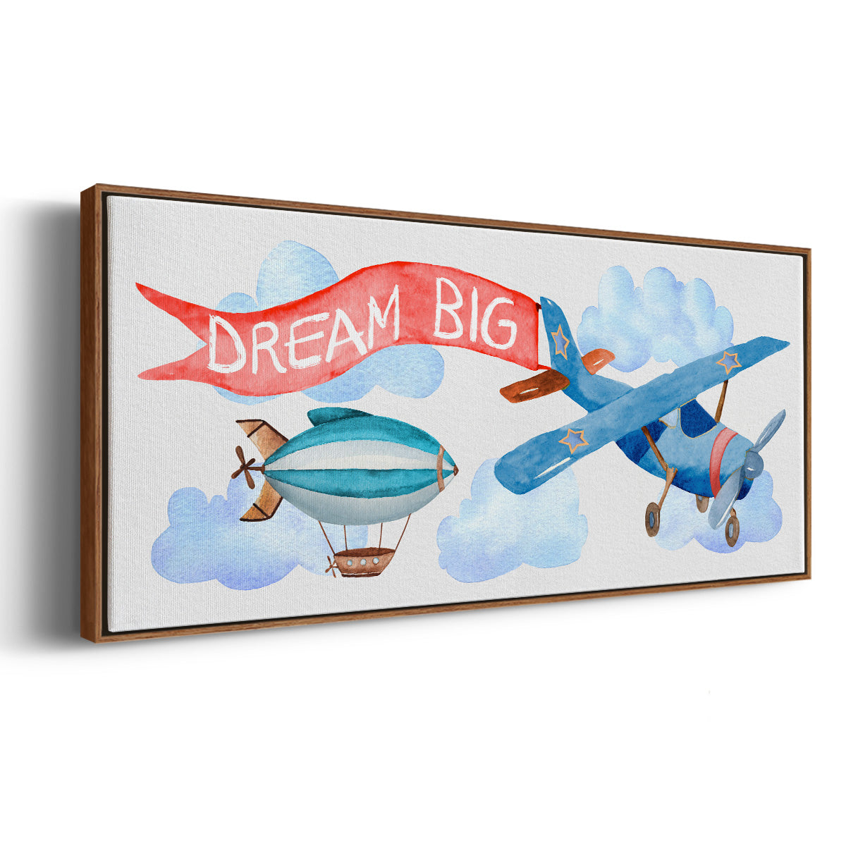 Dream Big Airplane - Floater Framed Canvas Print