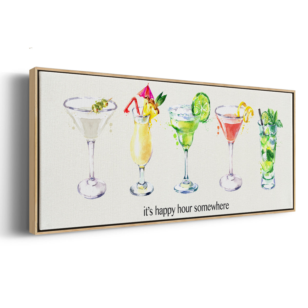 Happy Hour Cocktails - Floater Framed Canvas Print