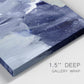 Close-up view of wrapped canvas corner featuring abstract sky break composition.