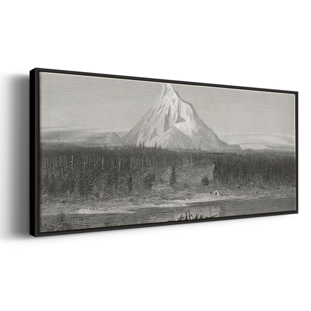 Mount Hood from the Columbia - Floater Framed Canvas Print