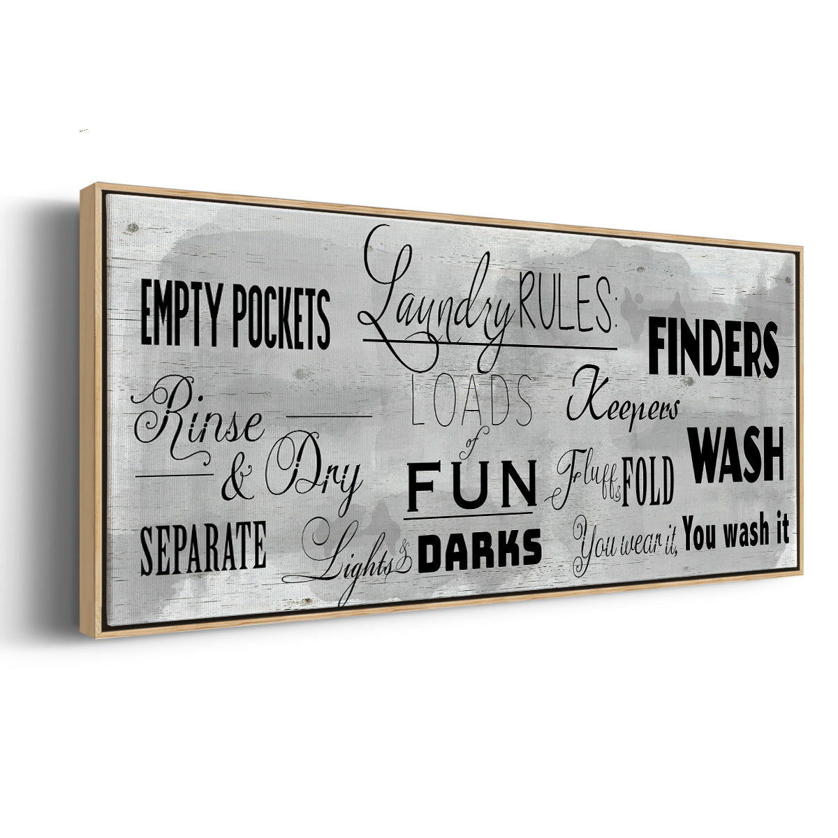 Laundry Rules - Floater Framed Canvas Print