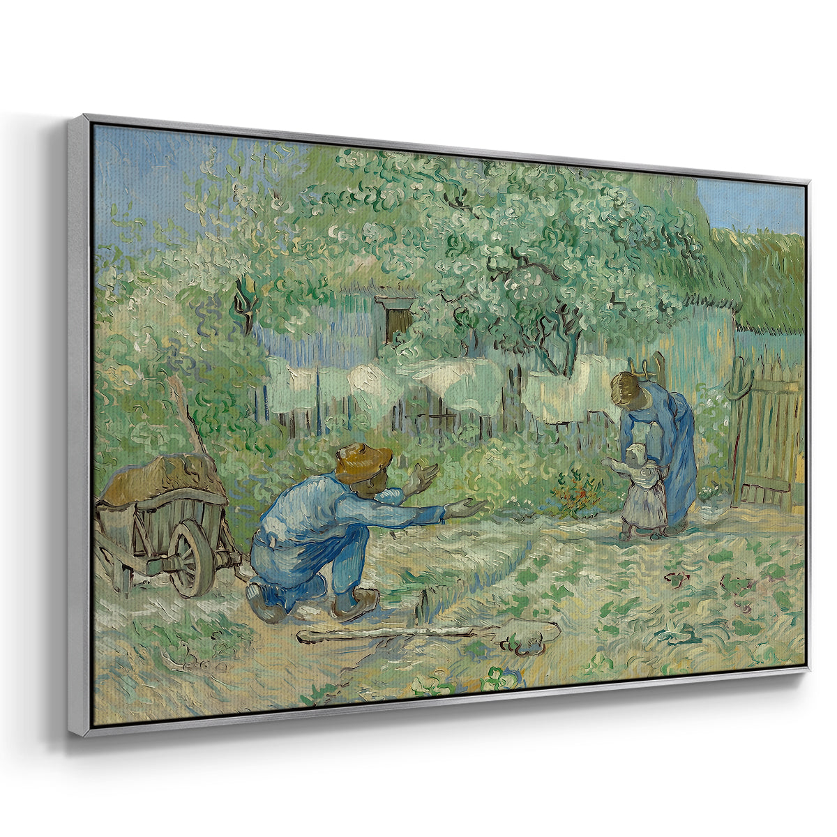 First Steps after Millet, 1890 - Floater Framed Canvas Print