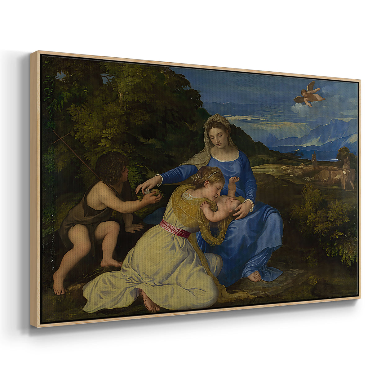The Aldobrandini Madonna, 1532 - Floater Framed Canvas Print