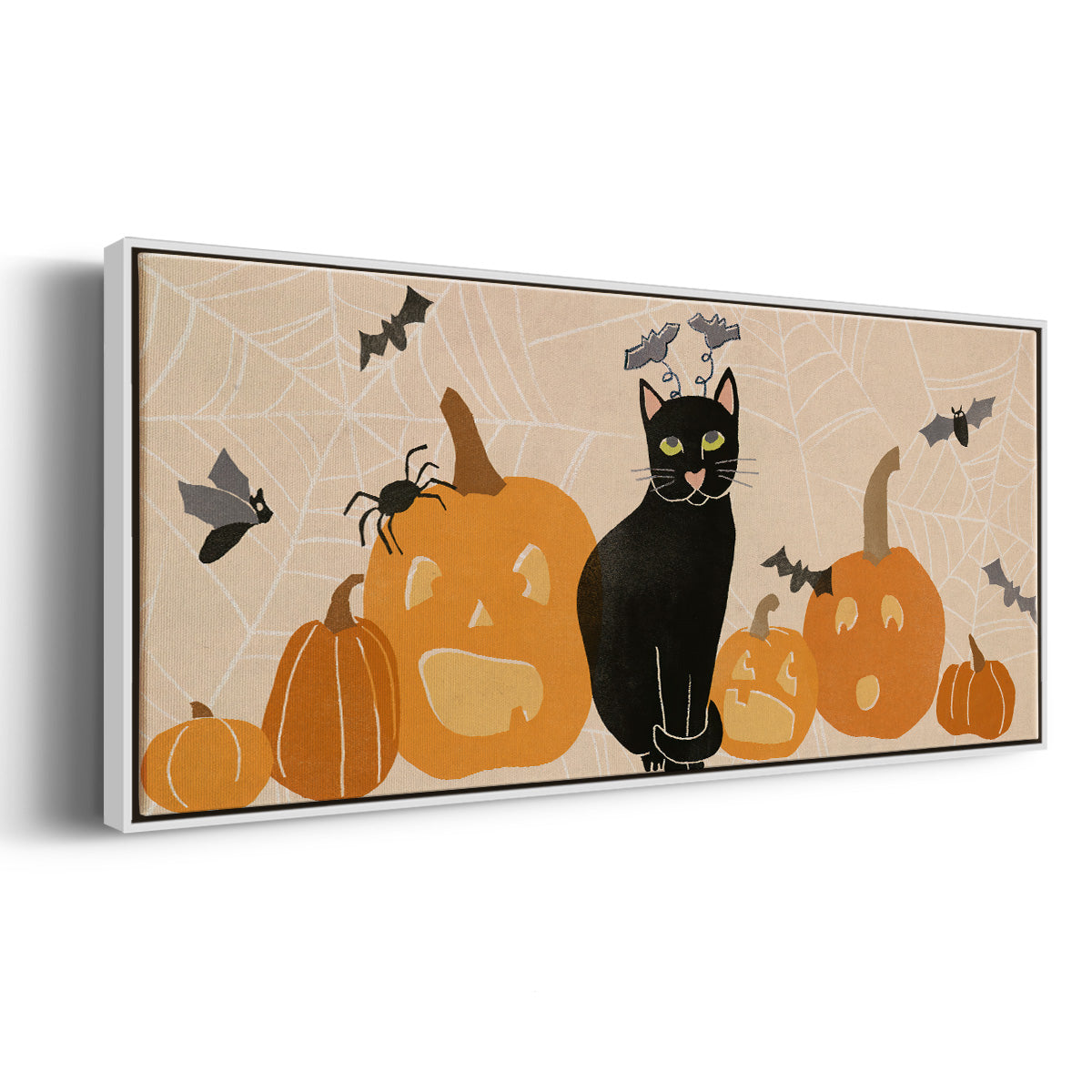 Pumpkin Patch Cats Collection D - Floater Framed Canvas Print