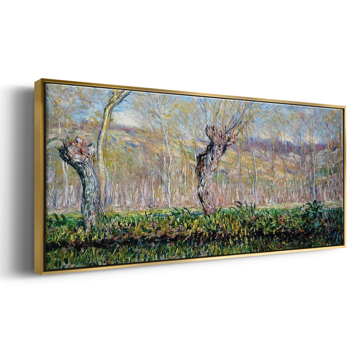 The Banks of the River Epte in Springtime, 1885 - Floater Framed Canvas Print