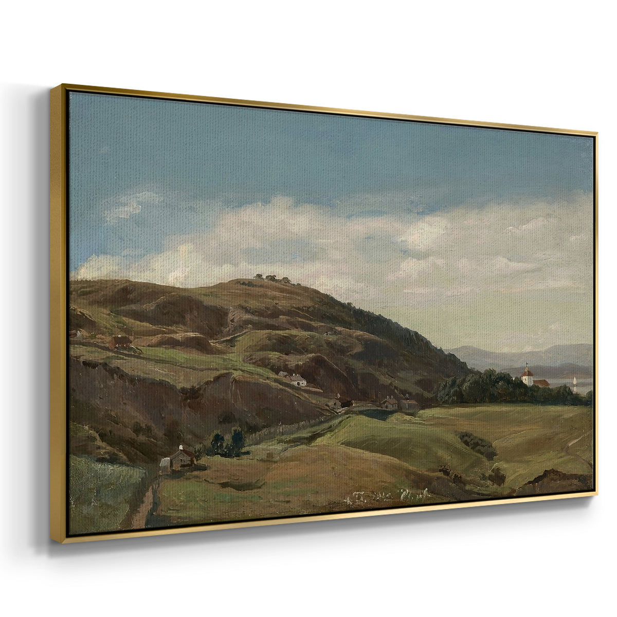 Ekeberg and Oslo Church, 1852 - Floater Framed Canvas Print