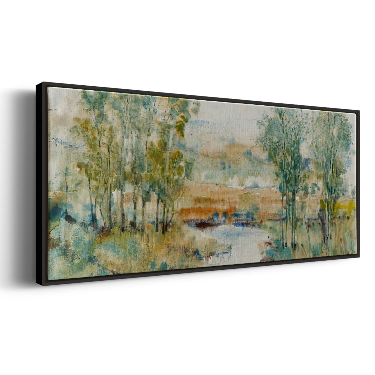 Trees on the Creek II - Floater Framed Canvas Print