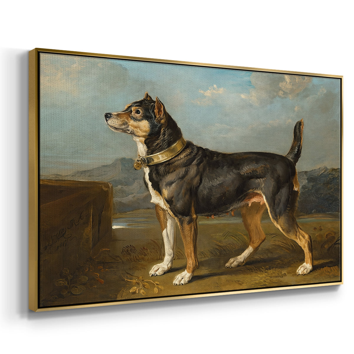 A Terrier in a Landscape, c. 1811 - Floater Framed Canvas Print